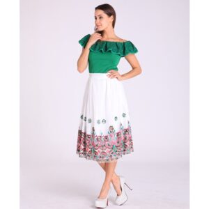 Skirt - White with Embroidered Floral Design At The Bottom 26