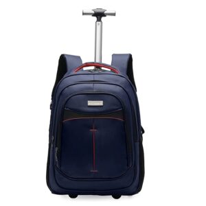 StargoldUnisexMultiPurposeTrolleyBackpackWaterResistantWith18WheelsForSchoolDarkBlue