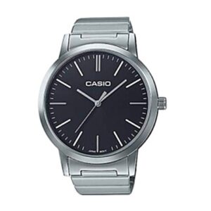 Casio-LTP-E118D-1ADF-Women-s-Watch-Analog-Black-Dial-Grey-Stainless-Band