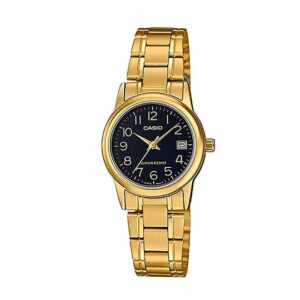 Casio-LTP-V002G-1BUDF-Women-s-Watch-Analog-Black-Dial-Gold-Stainless-Band