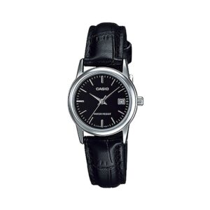 Casio-LTP-V002L-1AUDF-Women-s-Watch-Analog-Black-Dial-Black-Leather-Band