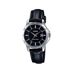 Casio-LTP-V004L-1AUDF-Women-s-Watch-Analog-Black-Dial-Black-Leather-Band