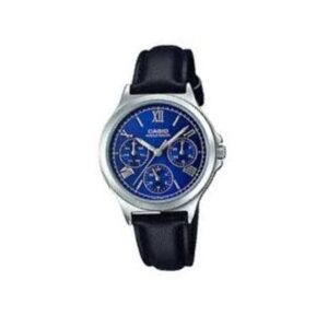 Casio-LTP-V300L-2A2UDF-Women-s-Watch-Analog-Blue-Dial-Black-Leather-Band