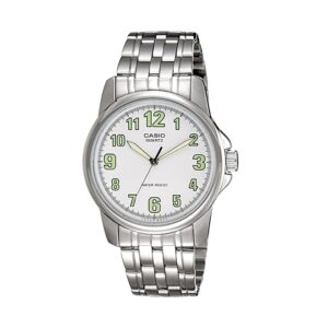 Casio-MTP-1216A-7BDF-Men-s-Watch-Analog-White-Dial-Silver-Stainless-Band