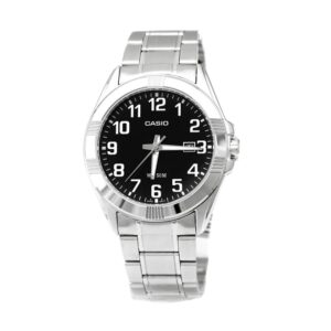 Casio-MTP-1308D-1BVDF-Men-s-Watch-Analog-Black-Dial-Silver-Stainless-Band