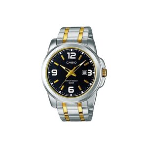 Casio-MTP-1314SG-1AVD-Men-s-Watch-Analog-Black-Dial-Silver-Gold-Stainless-Band