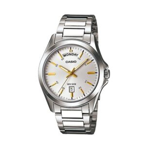 Casio-MTP-1370D-7A2VD-Men-s-Watch-Analog-White-Dial-Silver-Stainless-Band