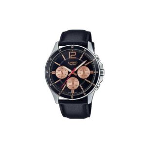 Casio-MTP-1374L-1A2VD-Men-s-Watch-Analog-Black-Rose-Gold-Dial-Black-Leather-Band