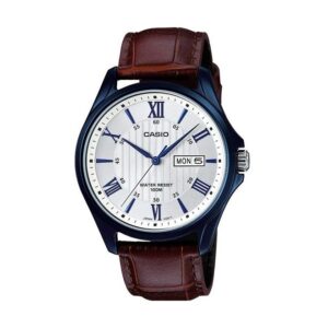 Casio-MTP-1384BUL-5AVDF-Men-s-Watch-Analog-White-Dial-Brown-Leather-Band