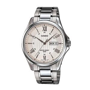 Casio-MTP-1384D-7AVDF-Men-s-Watch-Analog-White-Dial-Silver-Stainless-Band