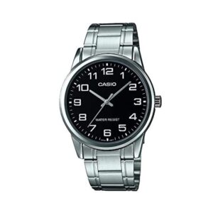 Casio-MTP-V001D-1BUDF-Men-s-Watch-Analog-Black-Dial-Silver-Stainless-Band