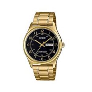 Casio-MTP-V006G-1BUDF-Mens-Watch-Analog-Black-Dial-Gold-Stainless-Band