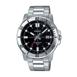 Casio-MTP-VD01D-1EVUDF-Mens-Watch-Analog-Black-Dial-Silver-Stainless-Band