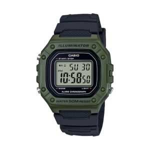 Casio-W-218H-3AVDF-Mens-Watch-Digital-Green-Dial-Black-Resin-Band