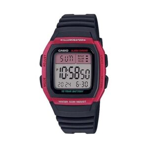 Casio-W-96H-4AVDF-Mens-Watch-Digital-Red-Dial-Black-Resin-Band