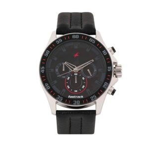 Fastrack-3072SL06-Mens-Analog-Watch-Black-Dial-Multi-Function-3-Hands-Black-Leather-Strap