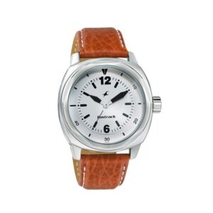 Fastrack-3076SL03-Mens-Analog-Watch-White-Dial-Tan-Brown-Leather-Strap