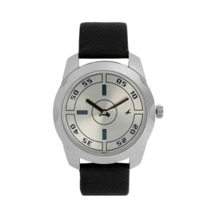 Fastrack-3123SL01-Mens-Analog-Watch-Silver-Dial-Black-Leather-Strap