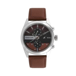 Fastrack-3165SL01-Mens-Analog-Watch-Brown-Dial-Multi-Function-3-Hands-Brown-Leather-Strap