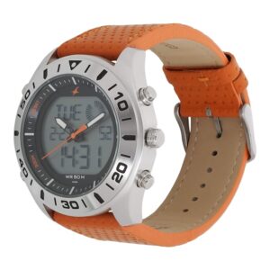 Fastrack-38034SL01-Mens-Analog-Digital-Watch-White-Digital-Dial-Tan-Brown-Leather-Strap