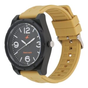 Fastrack-38040PP02-Mens-Analog-Watch-Black-Dial-Beige-Rubber-Strap