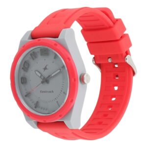 Fastrack-38040PP04-Mens-Analog-Watch-Grey-Dial-Red-Rubber-Strap