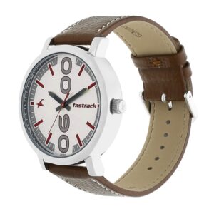 Fastrack-38052SL07-Mens-Analog-Watch-White-Dial-Brown-Leather-Strap