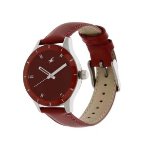 Fastrack-6078SL06-WoMens-Analog-Watch-Red-Dial-Red-Leather-Strap