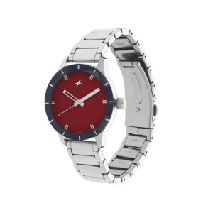 Fastrack-6078SM05-WoMens-Analog-Watch-Red-Dial-Stainless-Steel-Strap