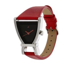 Fastrack-6095SL03-WoMens-Analog-Watch-Black-Dial-Red-Leather-Strap