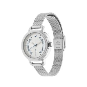 Fastrack-6123SM02-WoMens-Analog-Watch-Silver-Dial-Stainless-Steel-Mesh-Strap