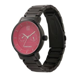Fastrack-6198NM02-WoMens-Analog-Watch-Pink-Dial-Multi-Function-3-Hands-Black-Stainless-Steel-Strap