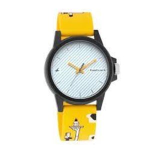 Fastrack-68012PP07-Unisex-Analog-Watch-White-Dial-Yellow-Silicone-Strap