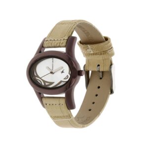 Fastrack-9732QL01-WoMens-Analog-Watch-Silver-Dial-Yellow-Leather-Strap