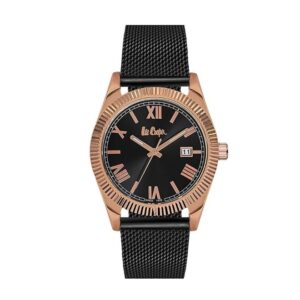 Lee-Cooper-LC06522-450-Mens-Analog-Watch-Black-Dial-Stainless-Steel-Black-Mesh-Strap