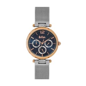 Lee-Cooper-LC06618-590-Mens-Analog-Watch-Dark-Blue-Dial-Multi-Function-3-Hands-Stainless-Steel-Mesh-Strap