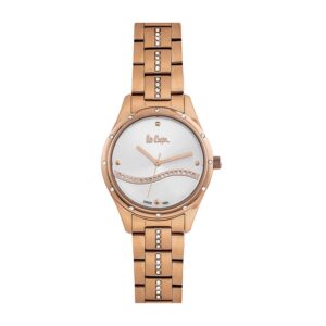 Lee-Cooper-LC06639-430-WoMens-Analog-Watch-Silver-Dial-Stainless-Steel-Rose-Gold-Strap