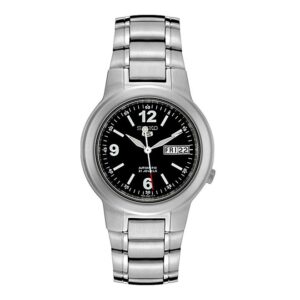 Seiko-SNKE63J-Mens-Mechanical-Watch-Analog-Black-Dial-Silver-Stainless-Band