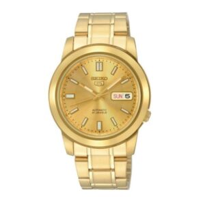 Seiko-SNKK20J-Mens-Mechanical-Watch-Analog-Gold-Dial-Gold-Stainless-Band