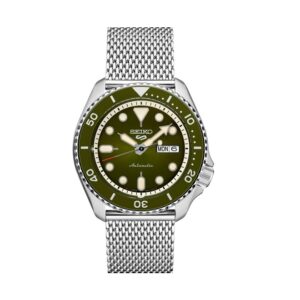 Seiko-SRPD75K-Mens-Sports-Mechanical-Watch-Analog-Green-Dial-Silver-Stainless-Band