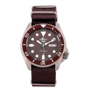 Seiko-SRPD85K-Mens-Sports-Mechanical-Watch-Analog-Brown-Dial-Brown-Nylon-Band