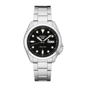 Seiko-SRPE55K-Mens-Sports-Mechanical-Watch-Analog-Black-Dial-Silver-Stainless-Band