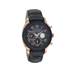 Titan-1489KL01-Mens-Watch-Classique-Collection-Analog-Black-Dial-Black-Leather-Band