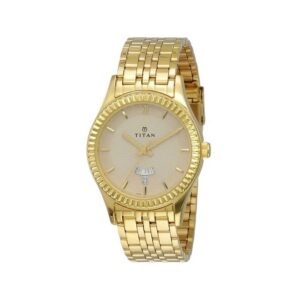 Titan-1528YM04-Mens-Watch-Regalia-Collection-Analog-White-Dial-Gold-Stainless-Band