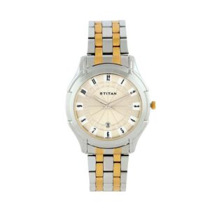 Titan-1558BM04-Mens-Watch-Regalia-Collection-Analog-Champagne-Dial-Silver-Gold-Stainless-Band