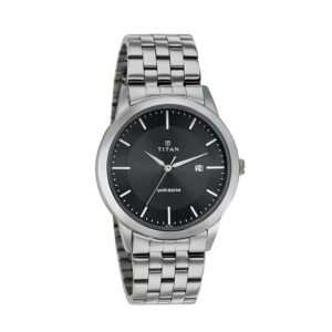 Titan-1584SM04-Mens-Watch-Classique-Collection-Analog-Black-Dial-Silver-Stainless-Band