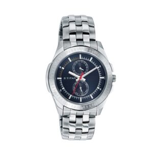 Titan-1587SM03-Mens-Watch-Octane-Collection-Analog-Black-Dial-Silver-Stainless-Band