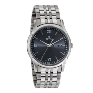 Titan-1636SM01-Mens-Watch-Karishma-Collection-Analog-Black-Dial-Silver-Stainless-Band