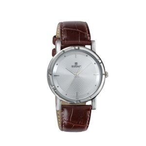 Titan-1639SL01-Mens-Watch-Karishma-Collection-Analog-Silver-Dial-Brown-Leather-Band