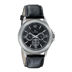 Titan-1698SL02-Mens-Watch-Classique-Collection-Analog-Black-Dial-Black-Leather-Band